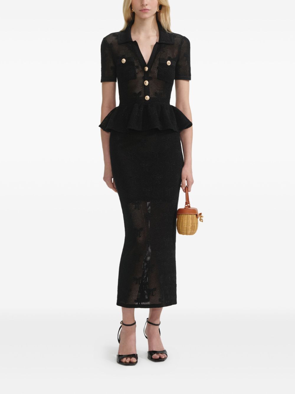 SELF-PORTRAIT Floral Embroidered Flared Dress