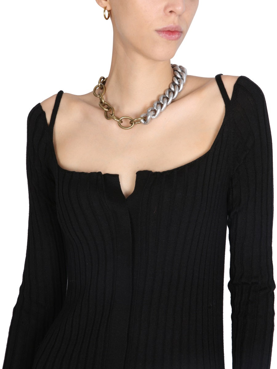 PHILOSOPHY DI LORENZO SERAFINI Chic Midi Dress with Concealed Front Closure