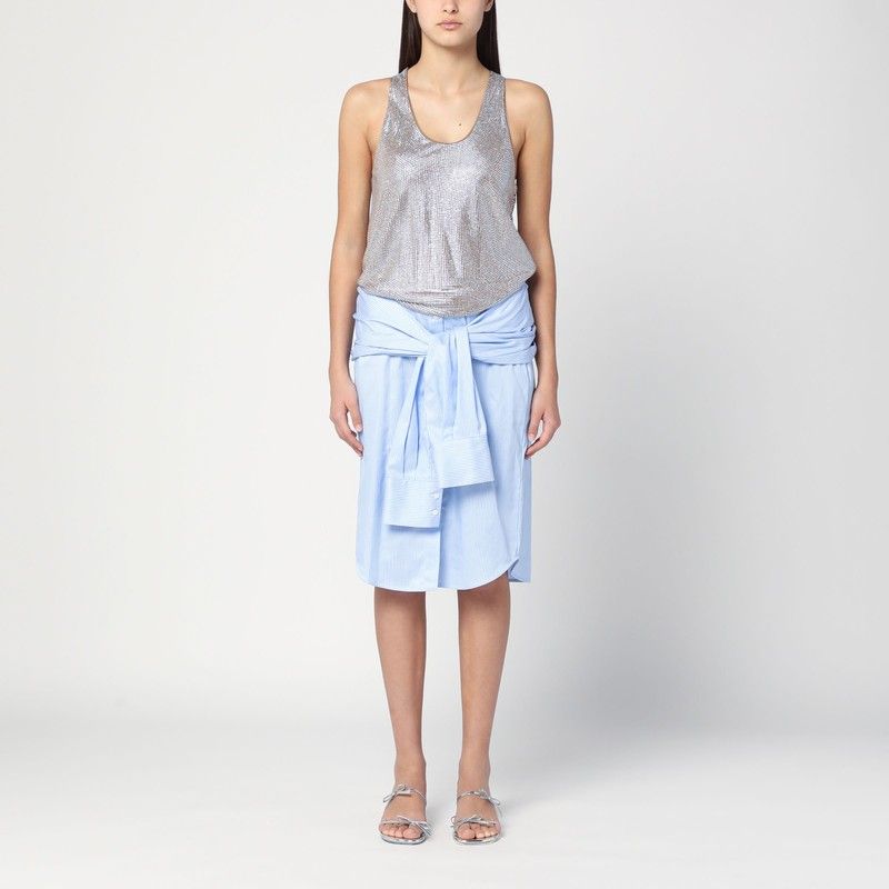 GIUSEPPE DI MORABITO Sleeveless Mini Shirt Dress with Rhinestones