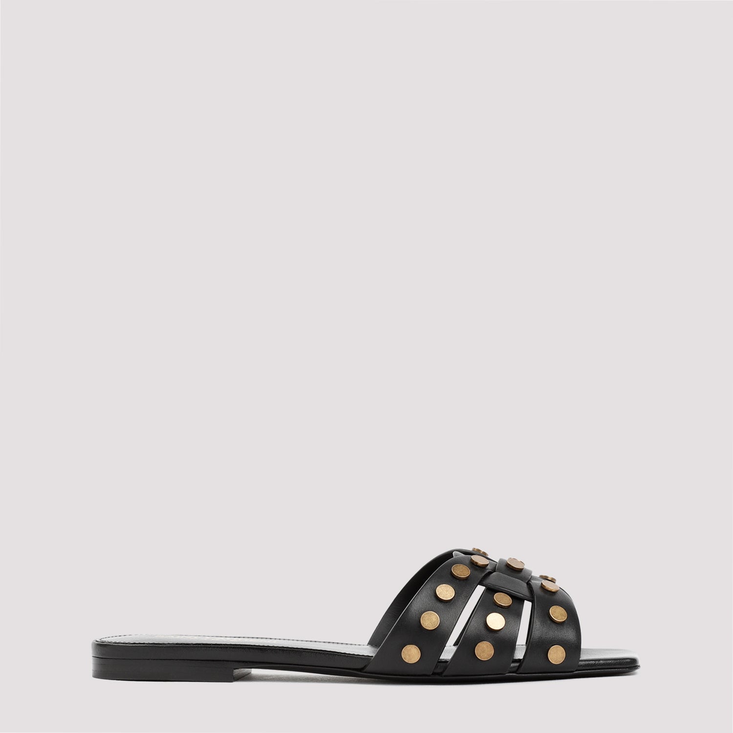 SAINT LAURENT Leather Tribute Sandals - 1cm Heel Height