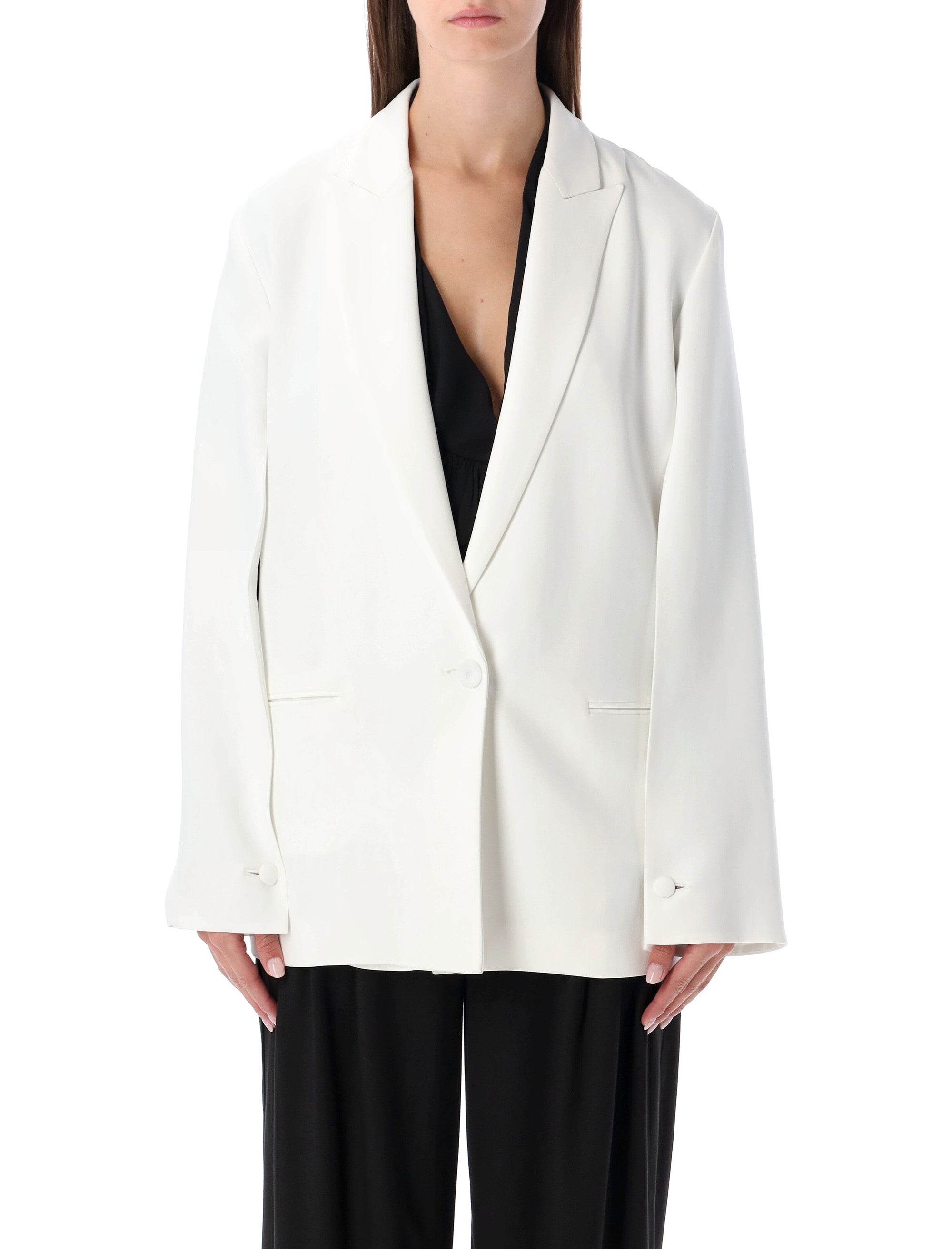 ALBERTA FERRETI Tailored Stretch Cady Blazer - Relaxed Fit, Size 40