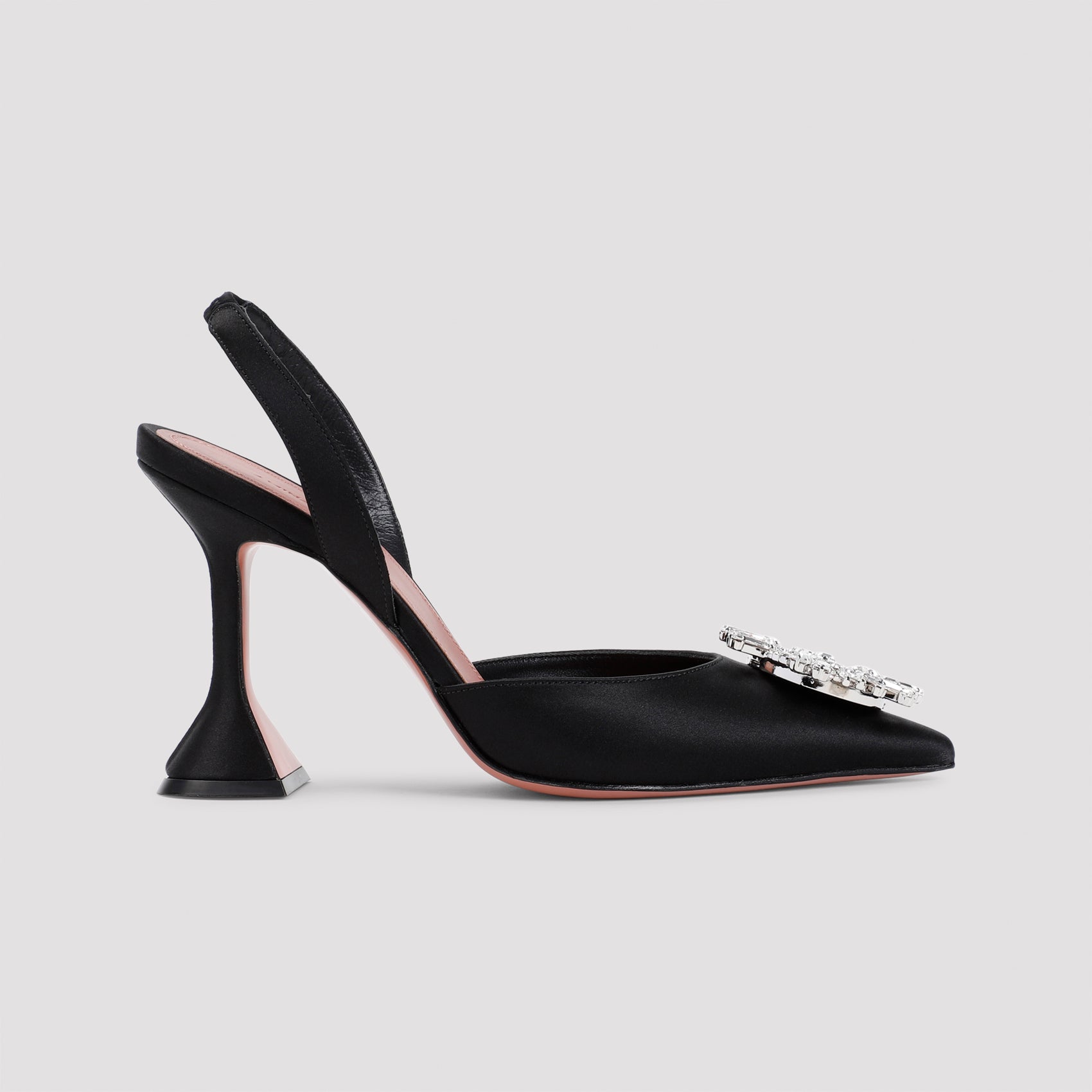 AMINA MUADDI Sling Satin Pumps with Crystal Accents - 9.5cm Heel Height