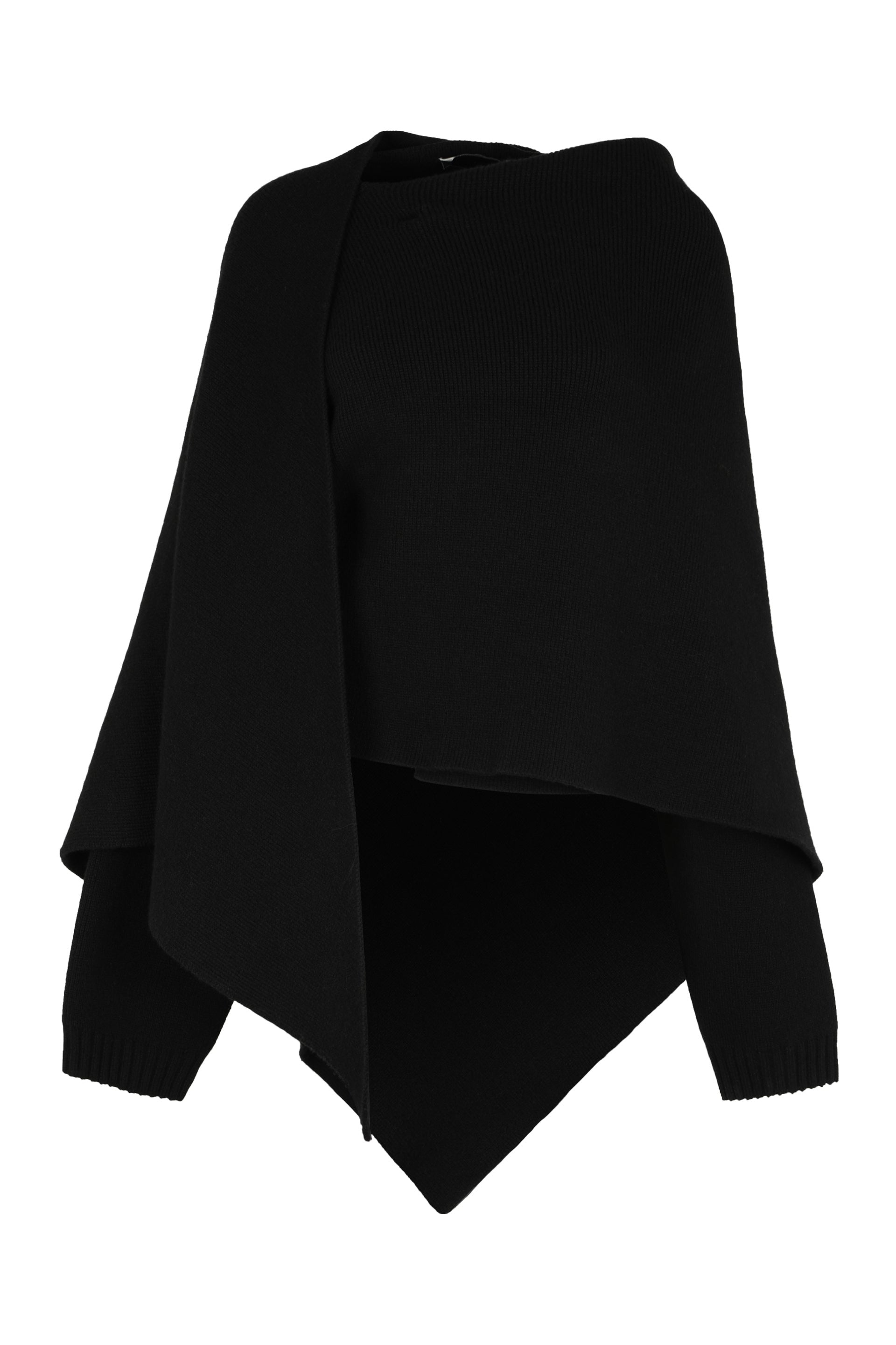 ALBERTA FERRETI Asymmetrical Merino Wool and Cashmere Cape
