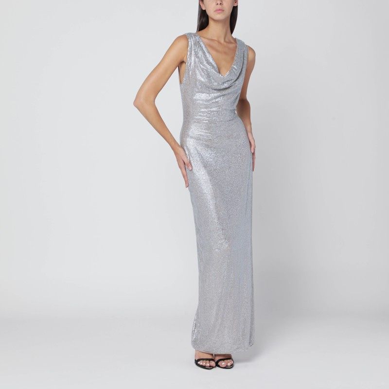 GIUSEPPE DI MORABITO Silver Long Dress with Crystals - Women's Size M