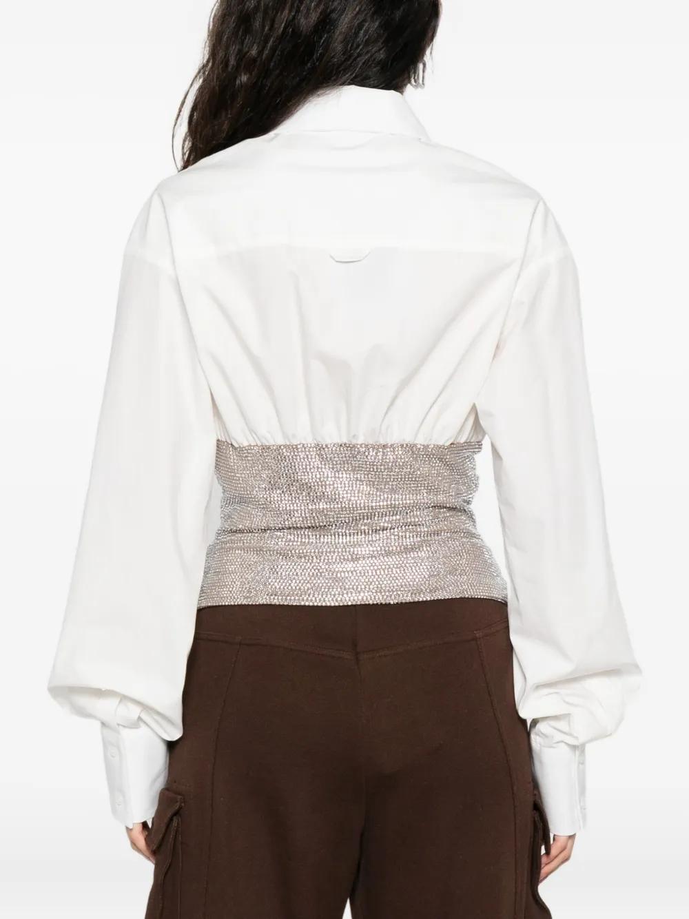 GIUSEPPE DI MORABITO Crystal Embellished Shirt with Collared Neckline for Women