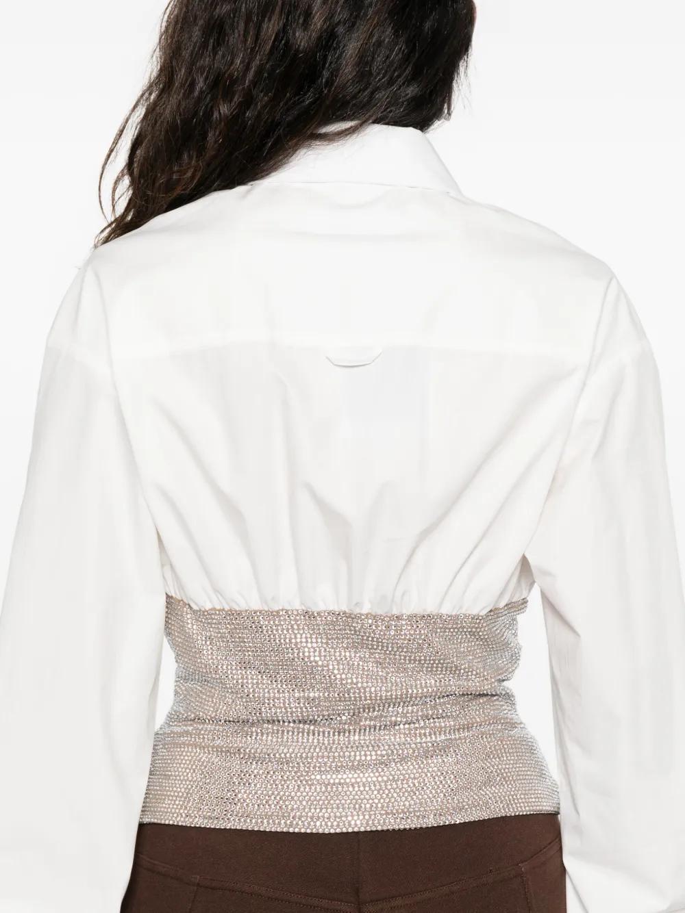 GIUSEPPE DI MORABITO Crystal Embellished Shirt with Collared Neckline for Women
