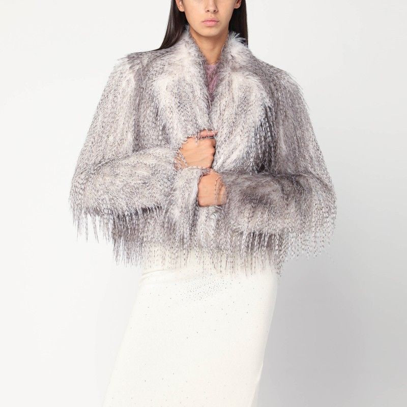 GIUSEPPE DI MORABITO Short Eco Fur Coat with Classic Lapels
