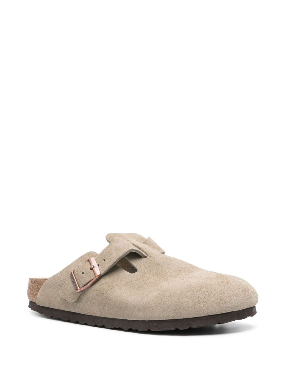 BIRKENSTOCK Suede Closed Toe Slippers with Single Buckle