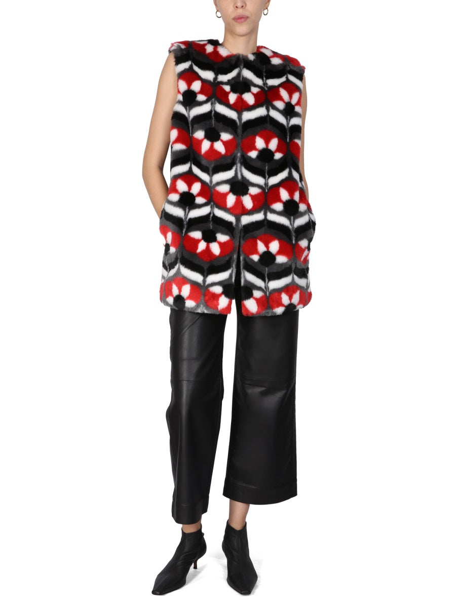 BOUTIQUE MOSCHINO Faux Fur Vest with Front Closure