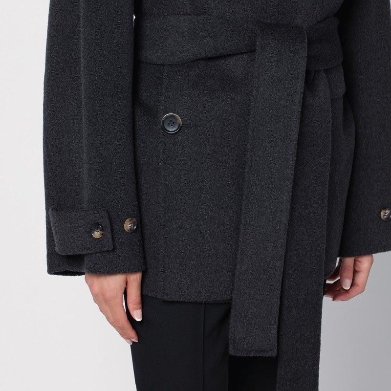 PHILOSOPHY DI LORENZO SERAFINI Double-Breasted Wool Jacket with Coordinated Waist Belt