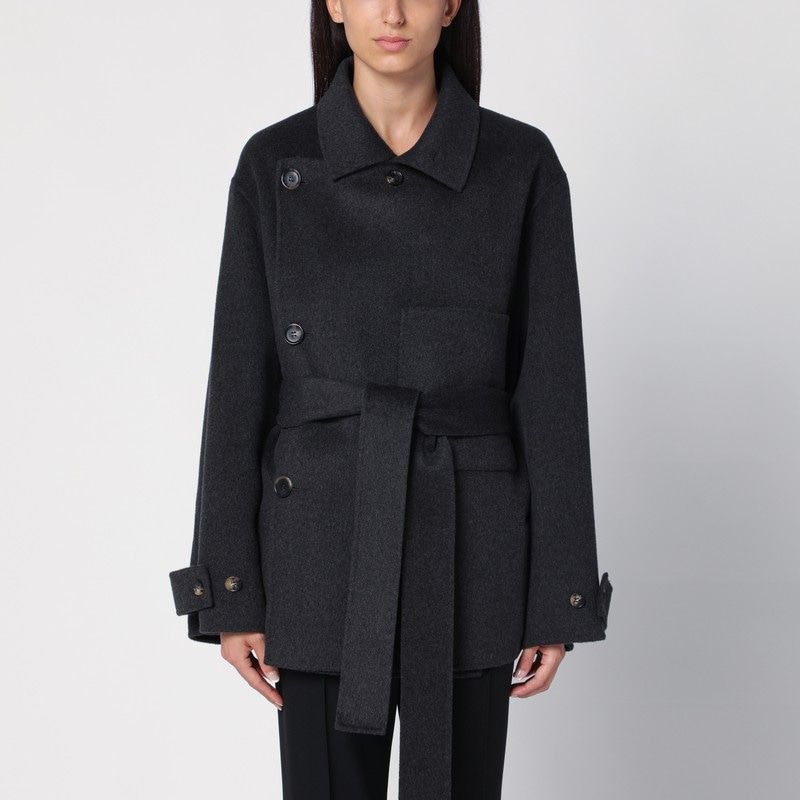 PHILOSOPHY DI LORENZO SERAFINI Double-Breasted Wool Jacket with Coordinated Waist Belt
