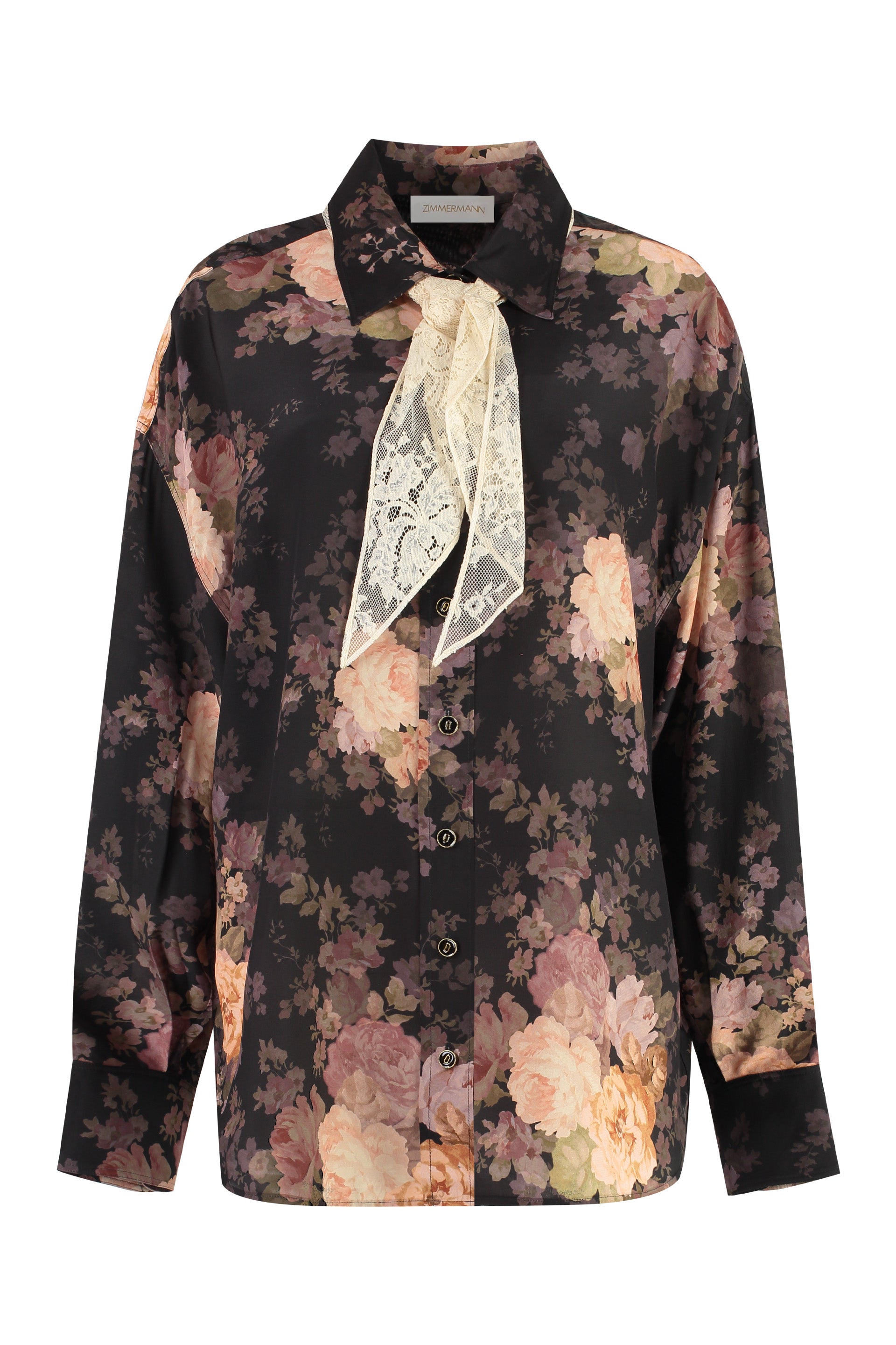 ZIMMERMANN Illustration Printed Silk Shirt with Tie Neck - Sizes 0P to 4
