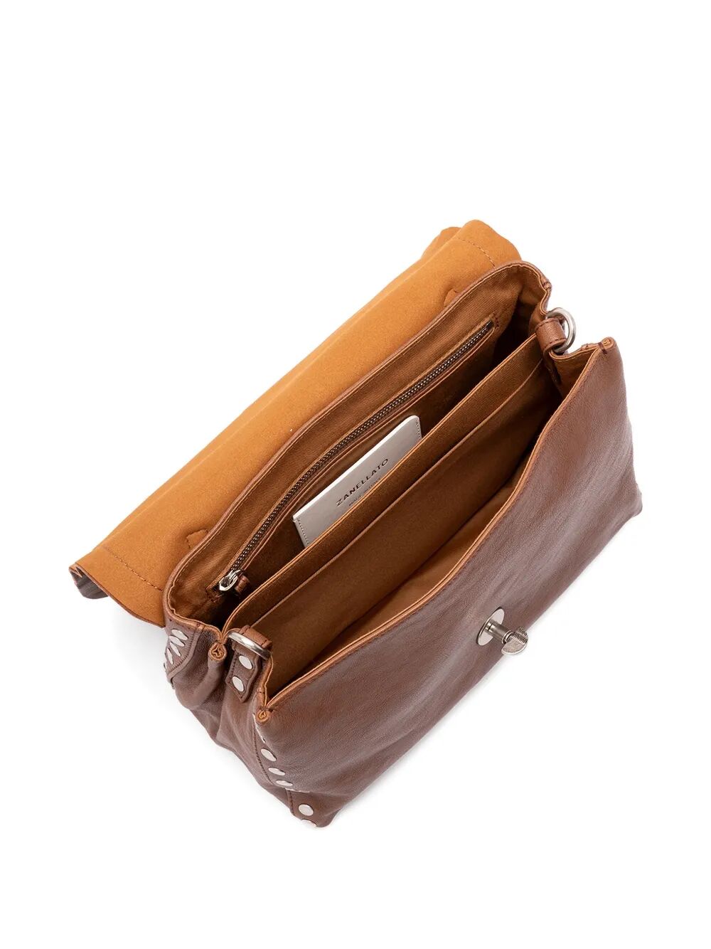 ZANELLATO Mini Postman Handbag in Hammered Leather