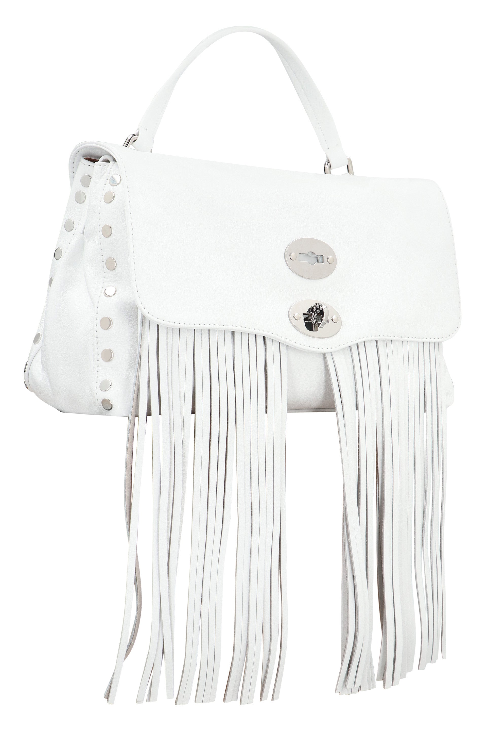ZANELLATO Mini Leather Handbag with Decorative Fringes and Turn Lock