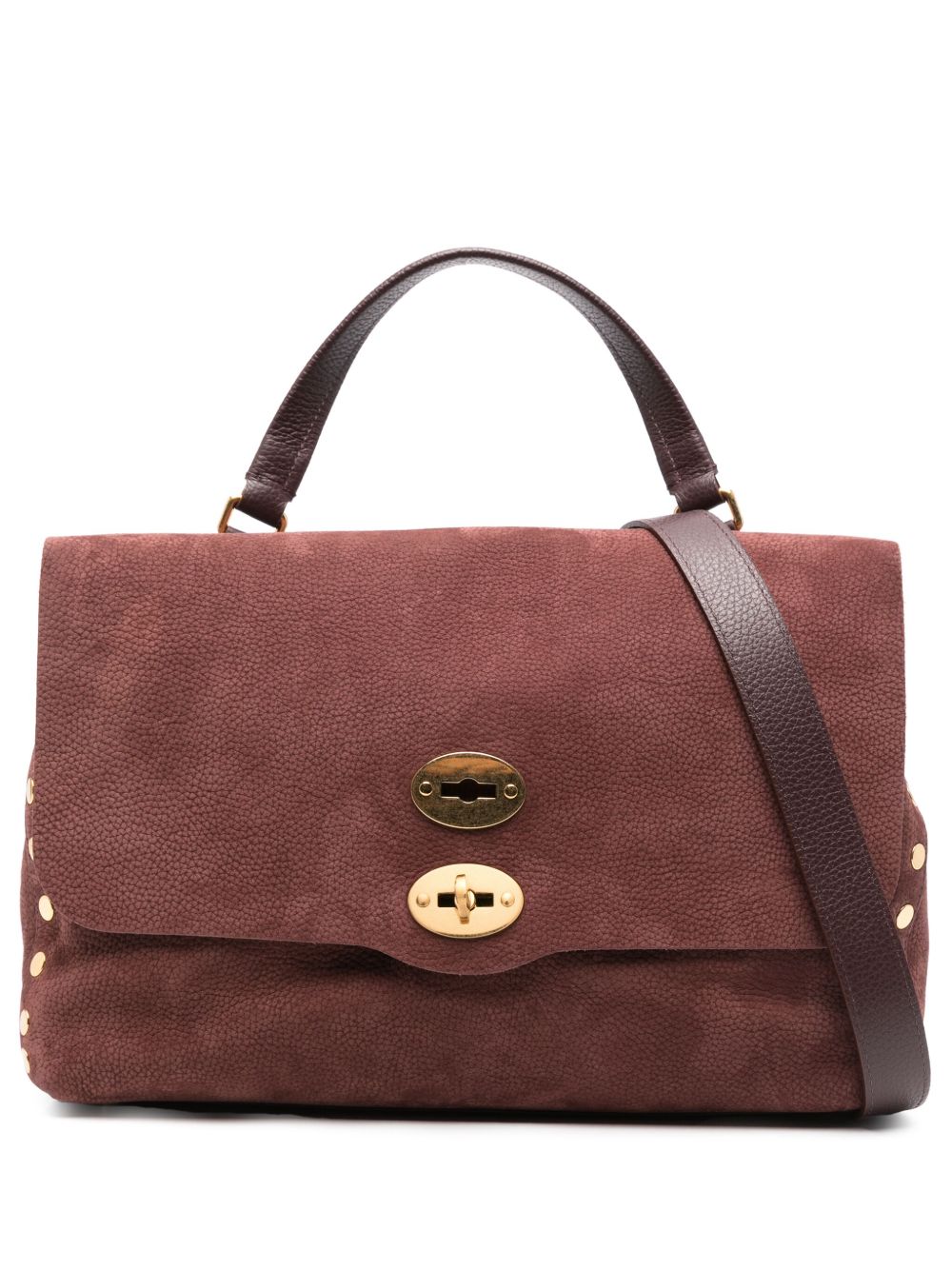 ZANELLATO Medium Suede Leather Handbag with Stud Embellishments