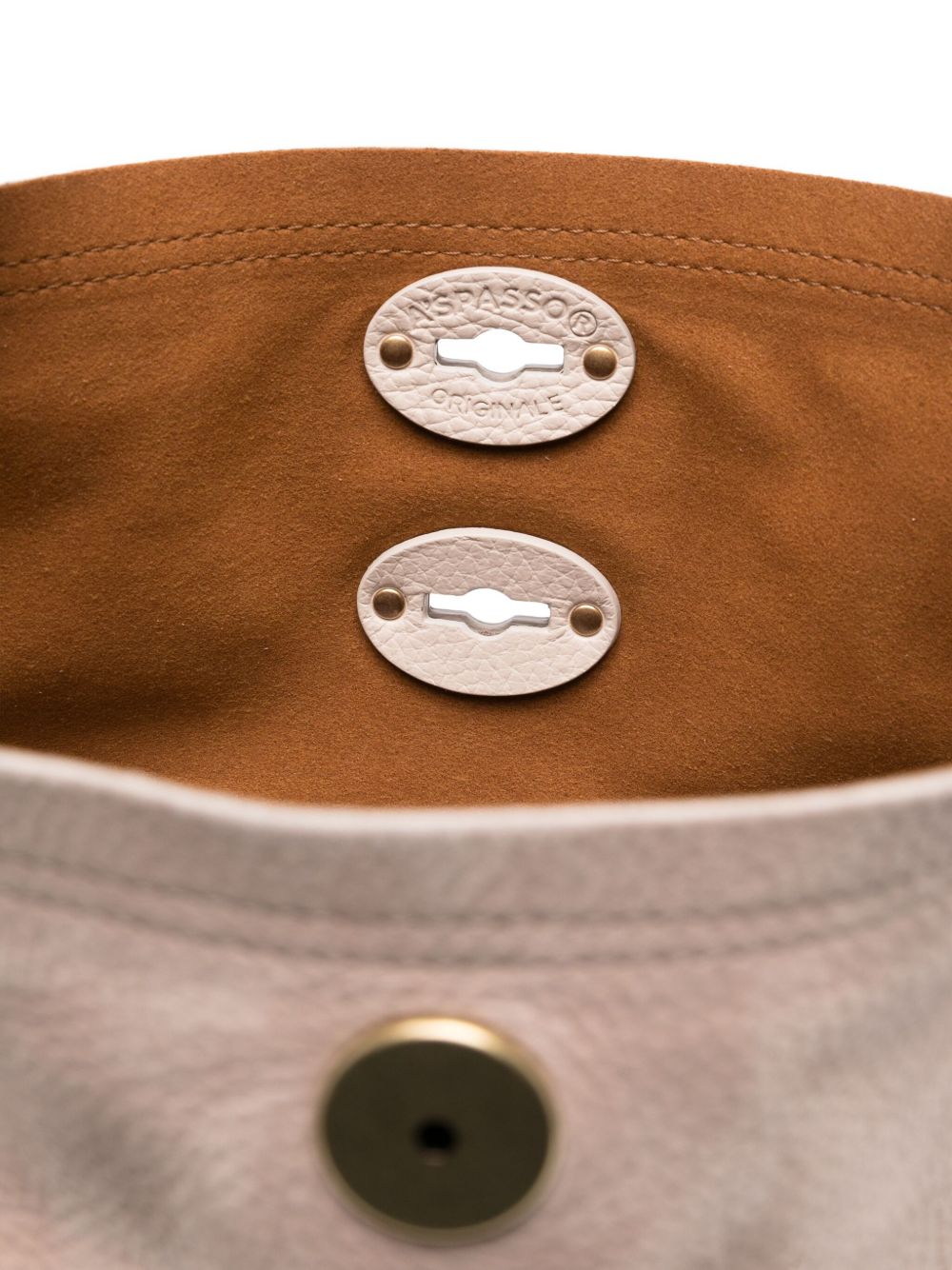 ZANELLATO Mini Suede Leather Handbag with Foldover Top and Stud Details