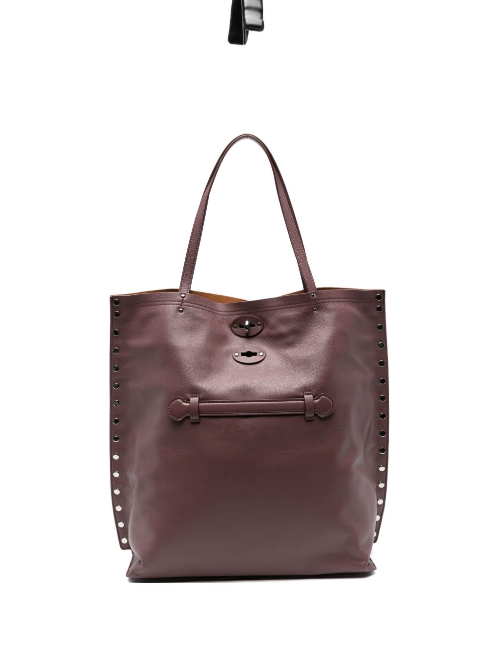 ZANELLATO Medium Leather Tote Handbag with Stud Embellishments