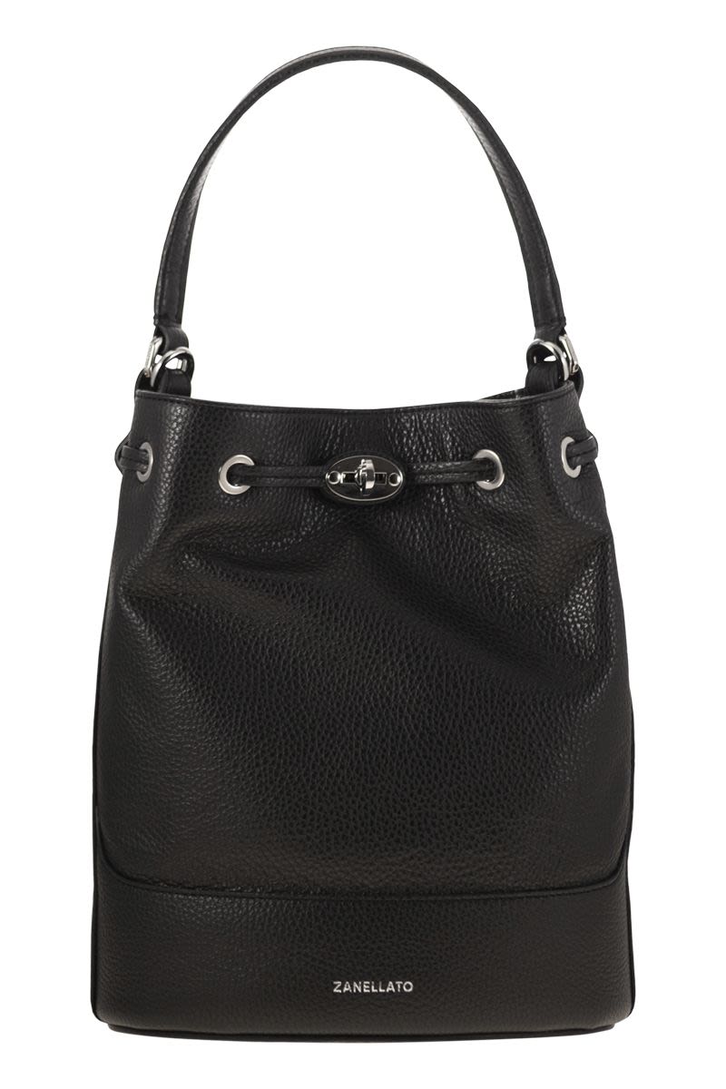 ZANELLATO Leather Bucket Handbag - W 28.5 x H 20 x D 15 CM
