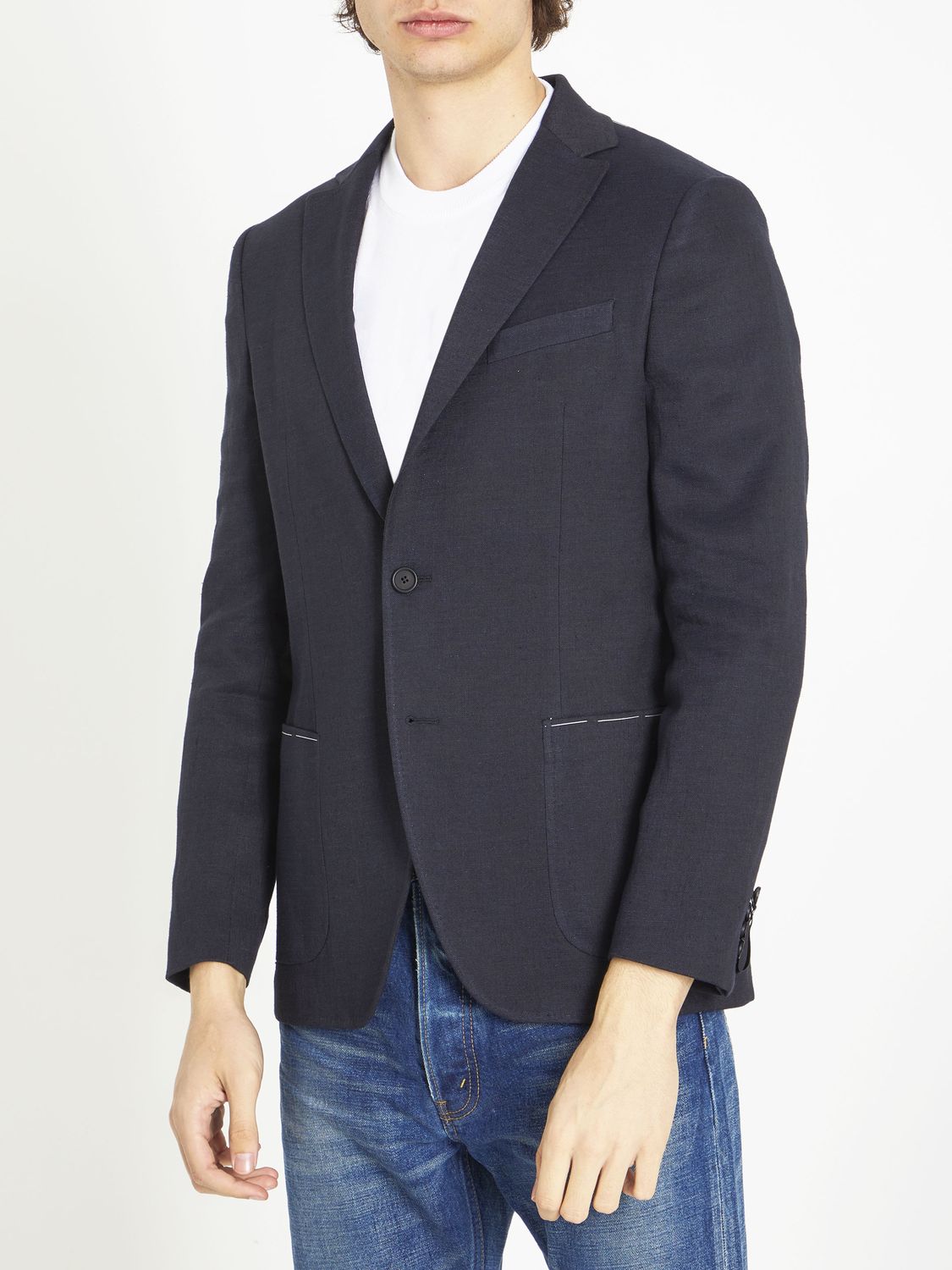 TONELLO Men's Single-Breasted Linen and Viscose Jacket - Size 50
