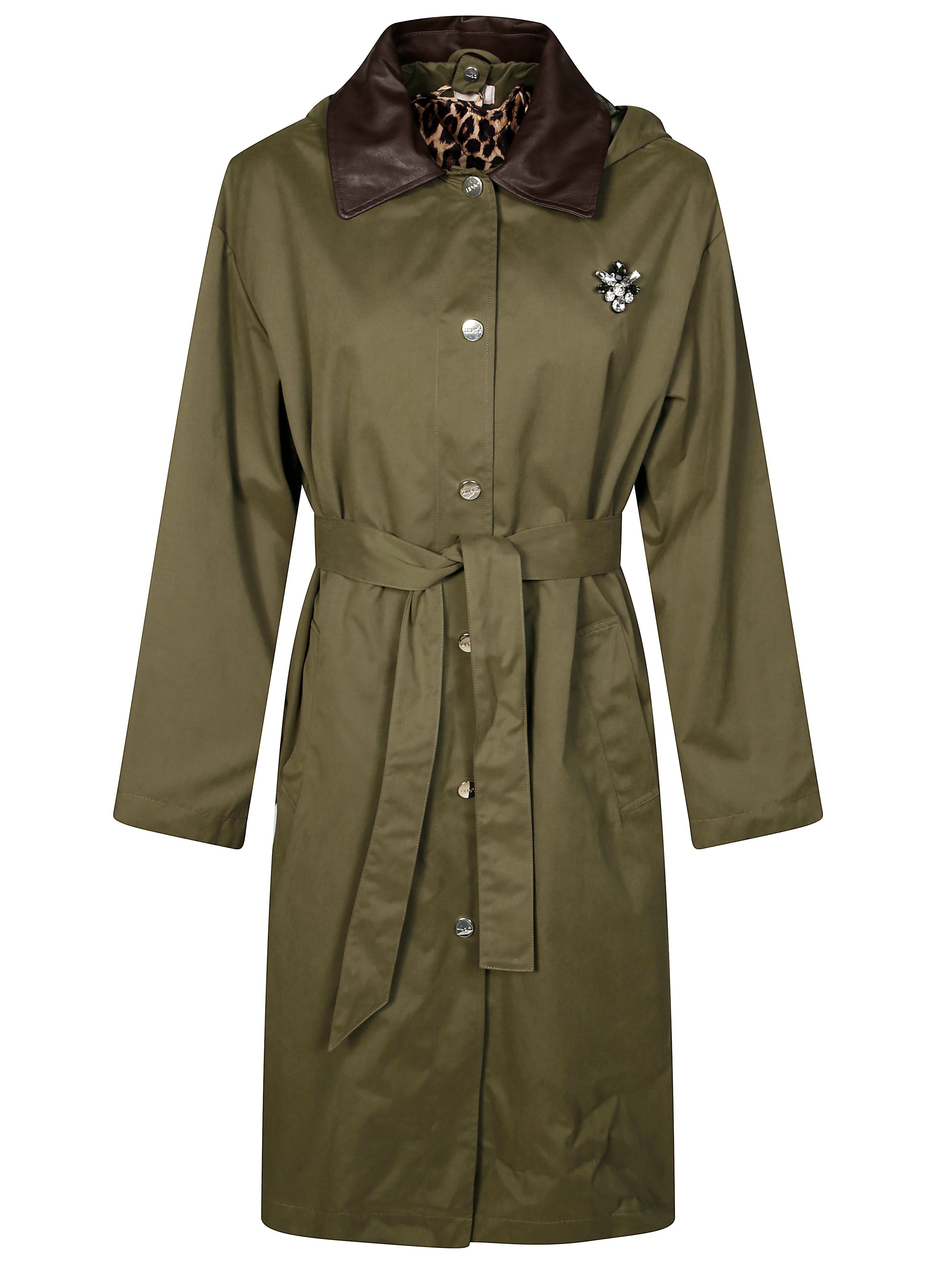 LIUJO Men's Removable Animal Print Military Trench Coat