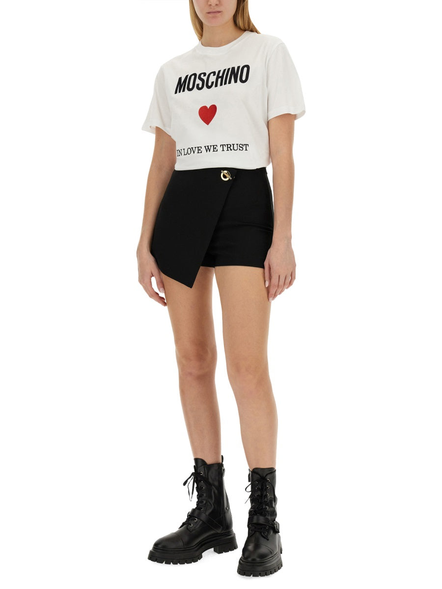 MOSCHINO COUTURE Regular Fit Logo T-Shirt for Women - Size 40 IT