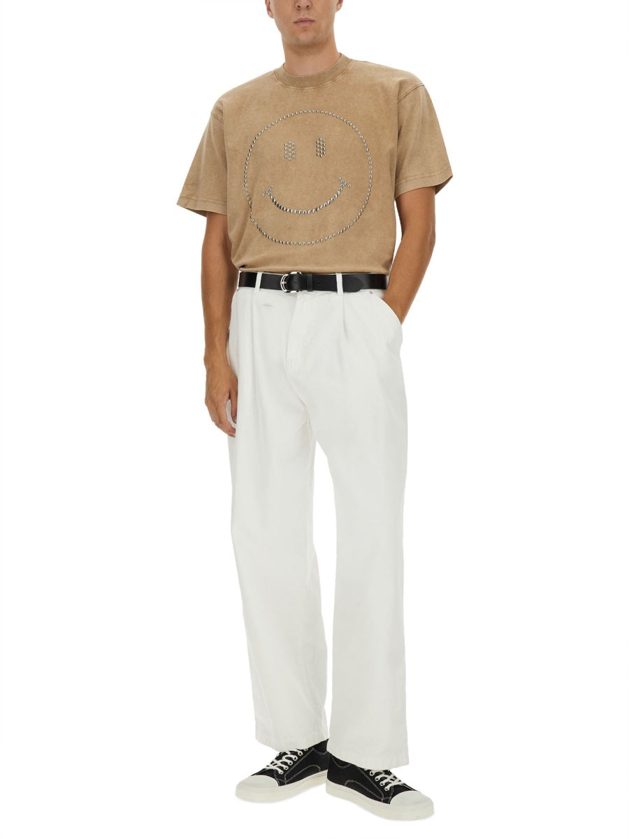 MOSCHINO COUTURE Heavy Cotton T-Shirt with Smiley Graphic - Size L