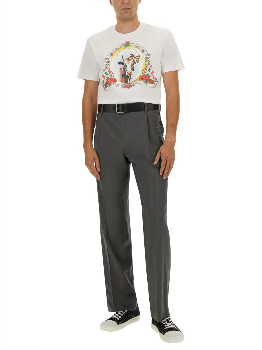 MOSCHINO Logo Print Regular Fit T-Shirt for Men