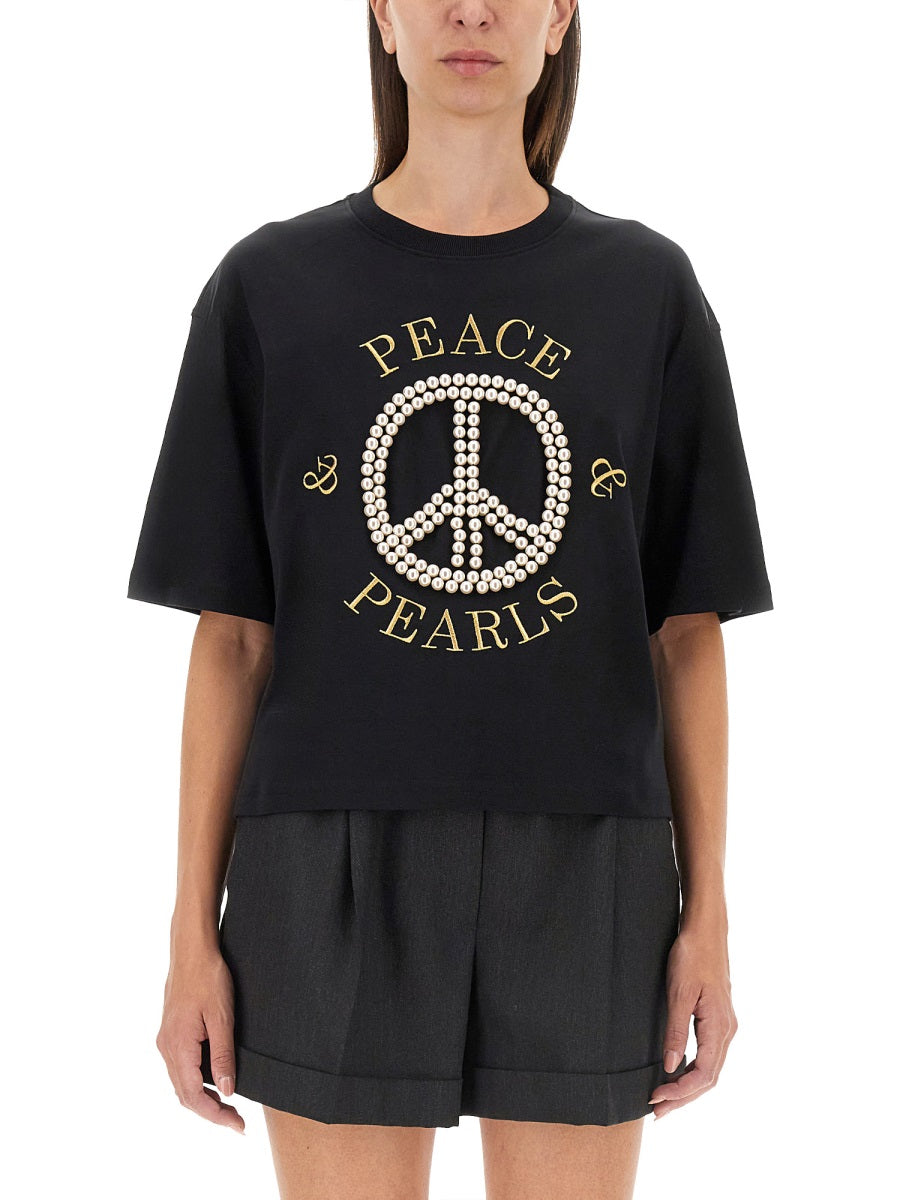 MOSCHINO COUTURE Cropped Fit Logo T-Shirt - Women's