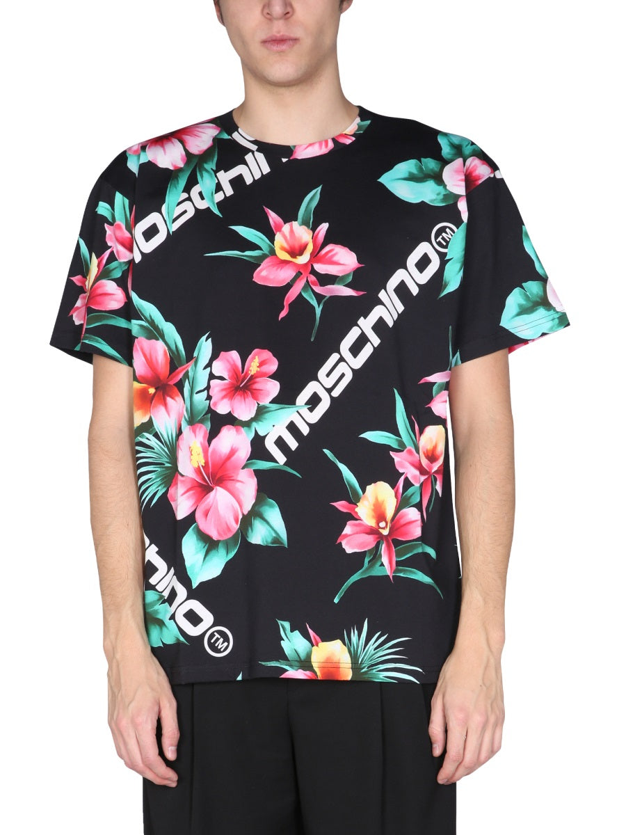 MOSCHINO COUTURE Floral Print Crew Neck T-Shirt