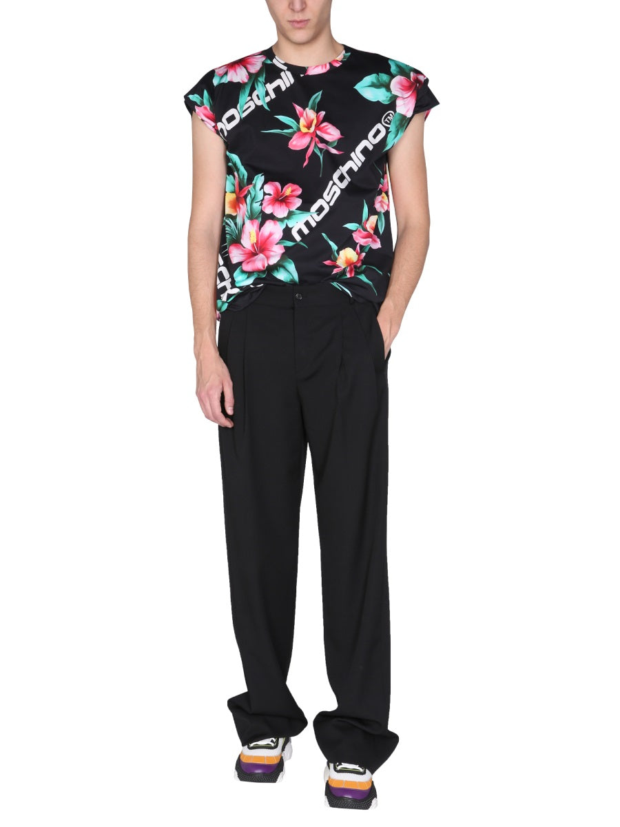 MOSCHINO COUTURE Floral Print Crew Neck T-Shirt