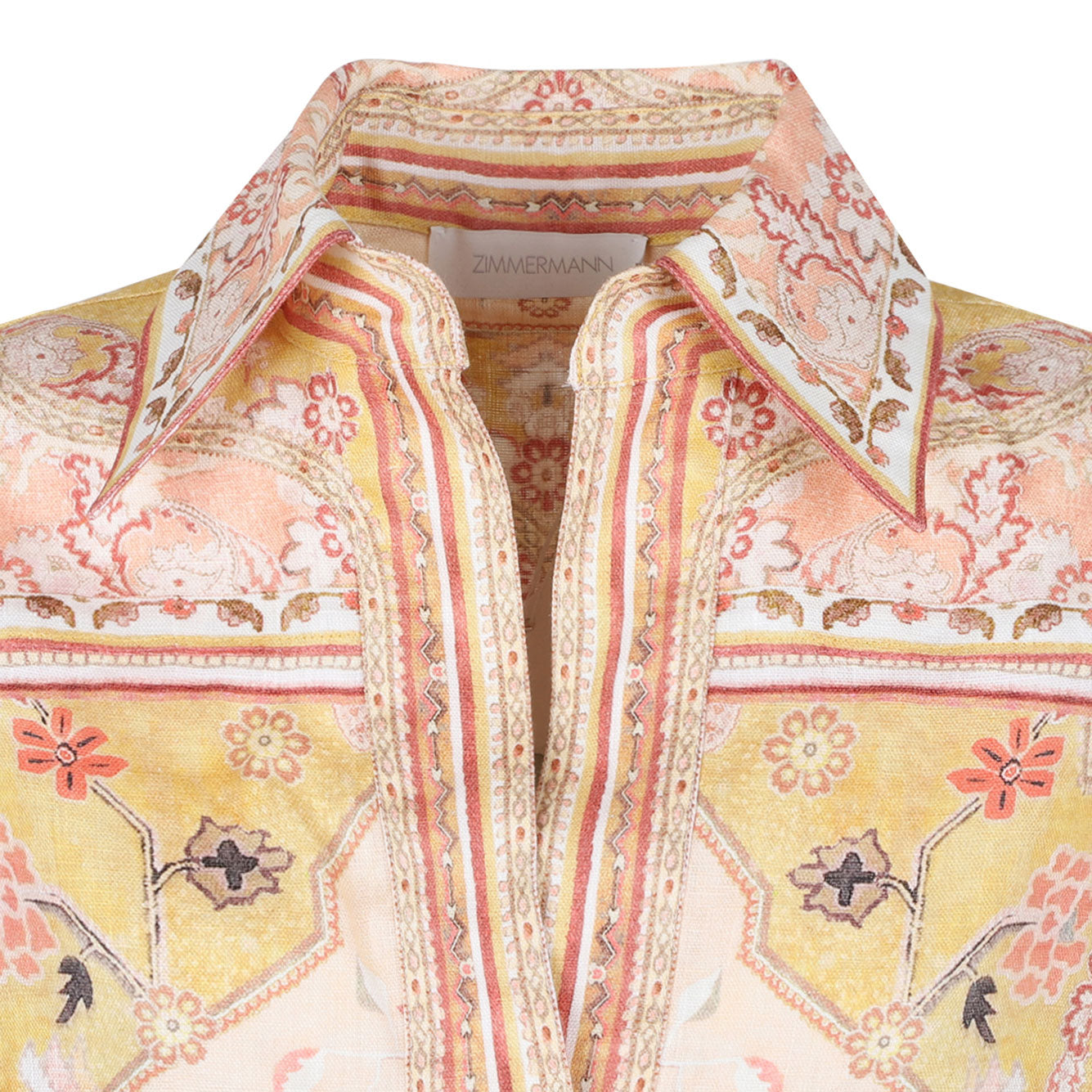 ZIMMERMANN Mustard Multi Mini Linen Dress