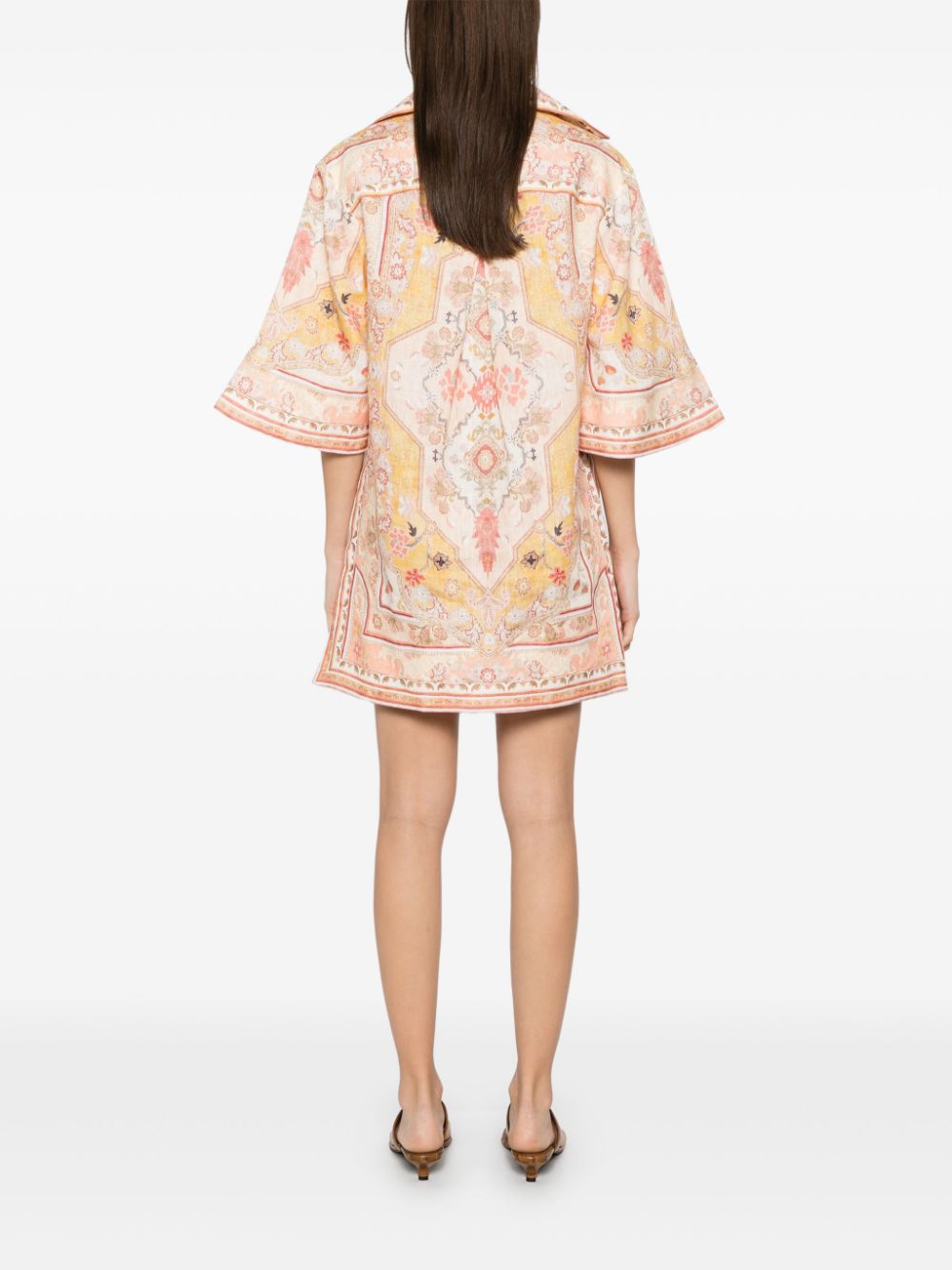 ZIMMERMANN Wylie Printed Linen Tunic - Short Sleeve