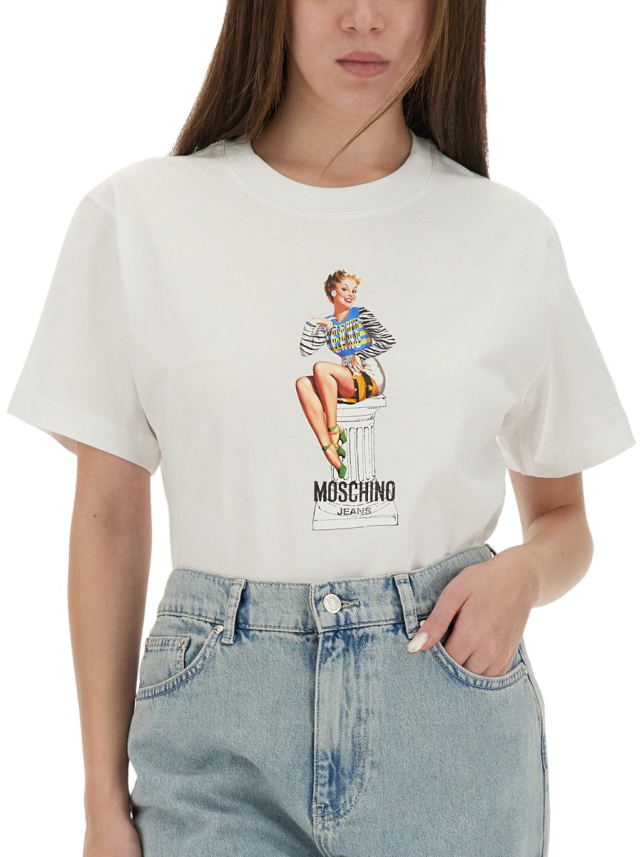 MOSCHINO JEANS Regular Fit Printed T-Shirt - Size S