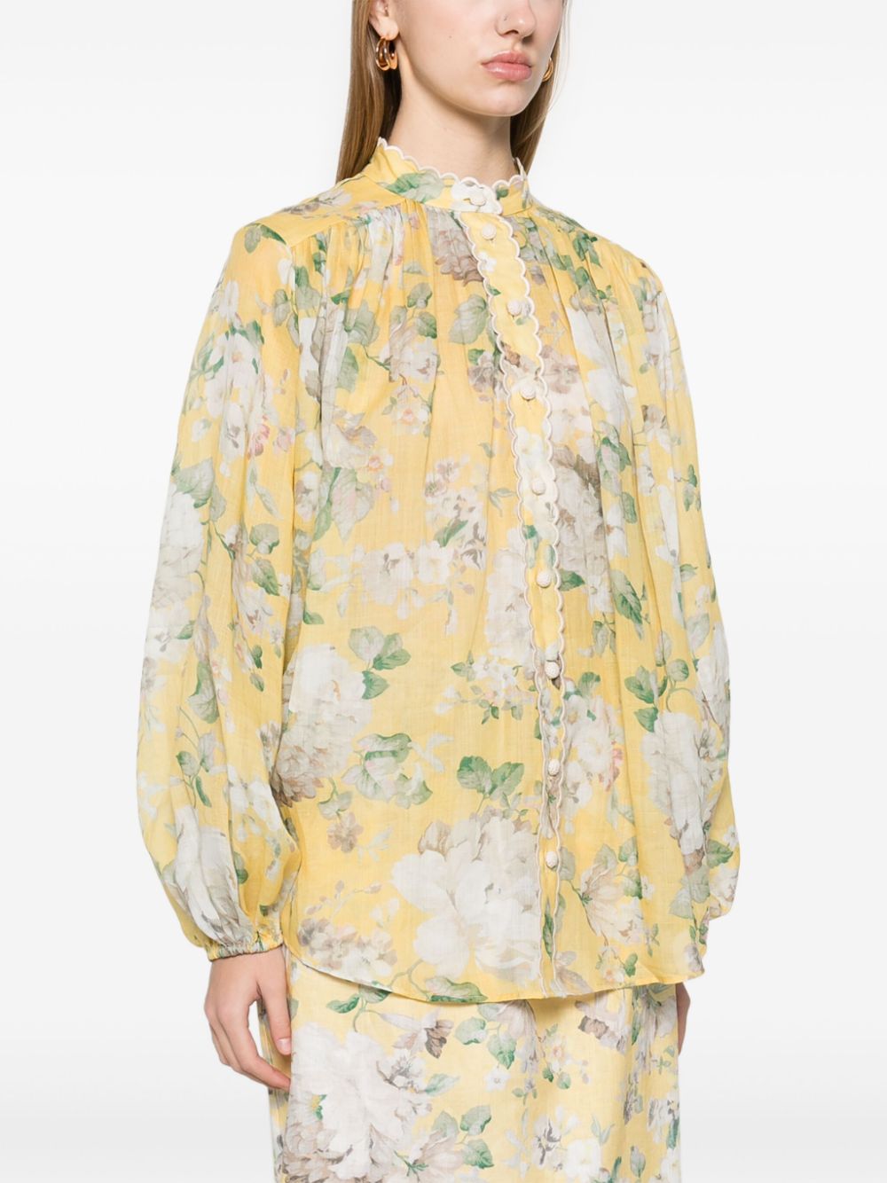 ZIMMERMANN Floral Print Blouse with Scalloped Edges for Women