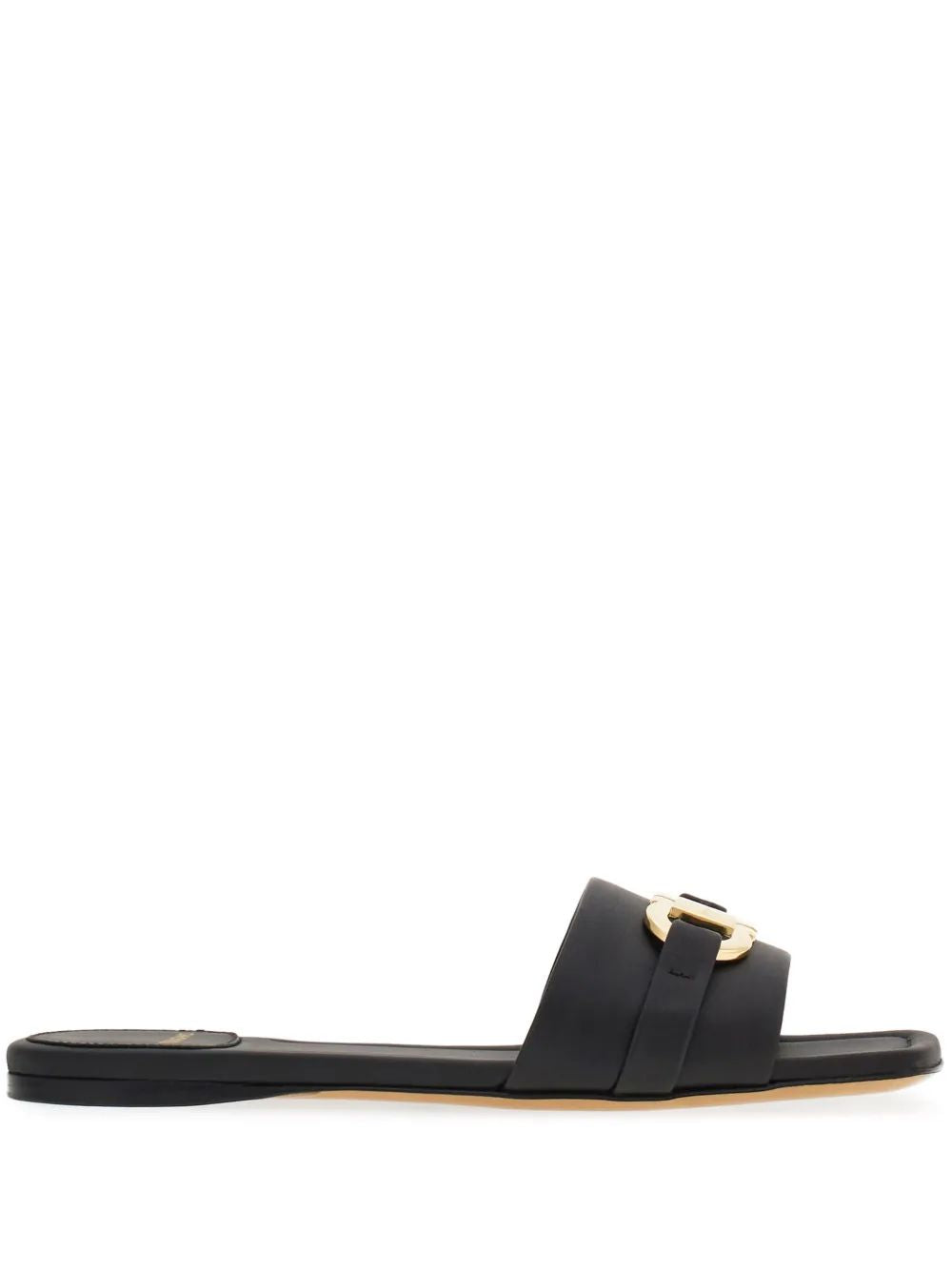 Ferragamo Elegant Flat Sandal with Golden Logo