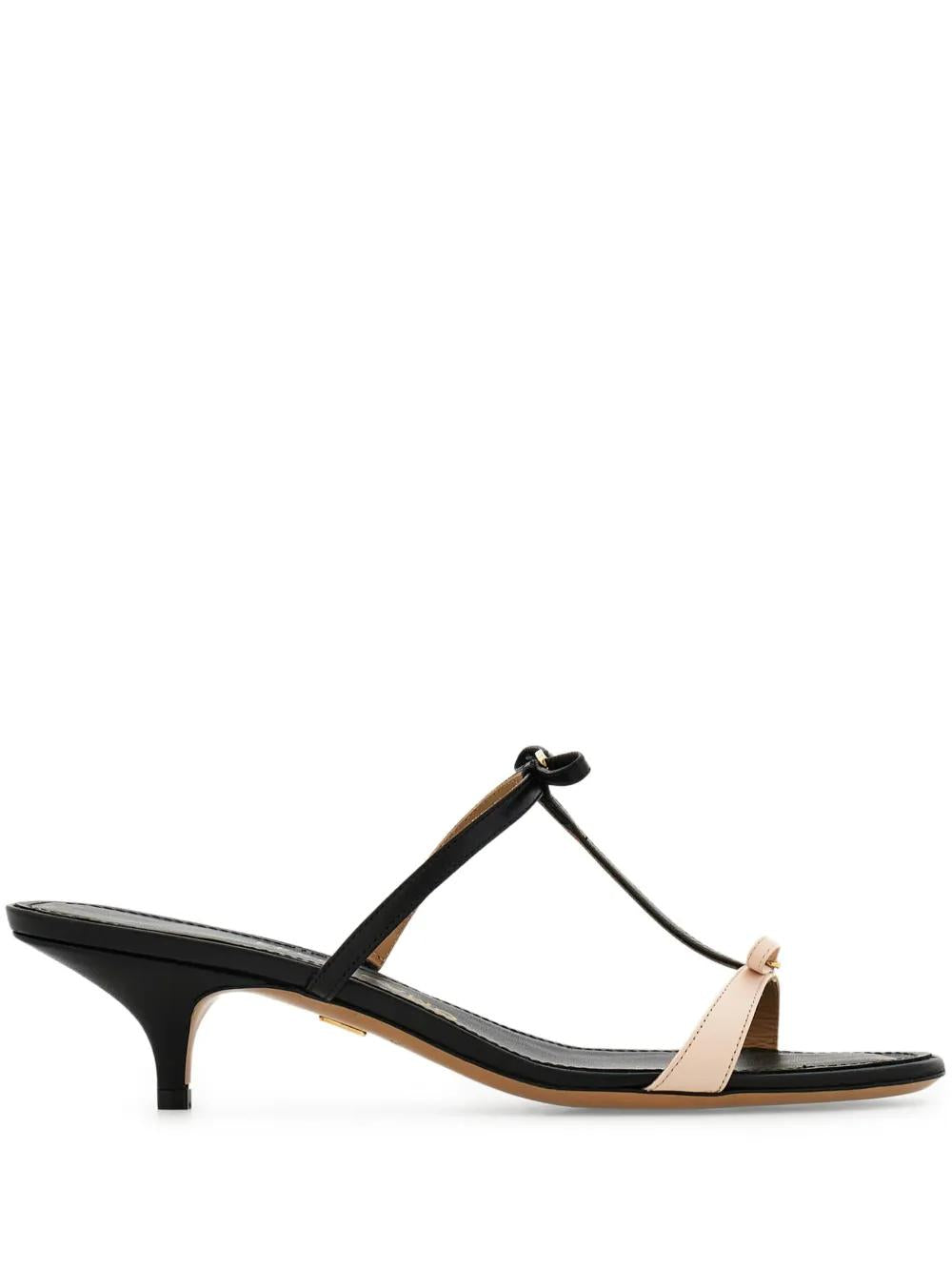 Ferragamo Kitten-Heel Sandals with Bow T-Strap
