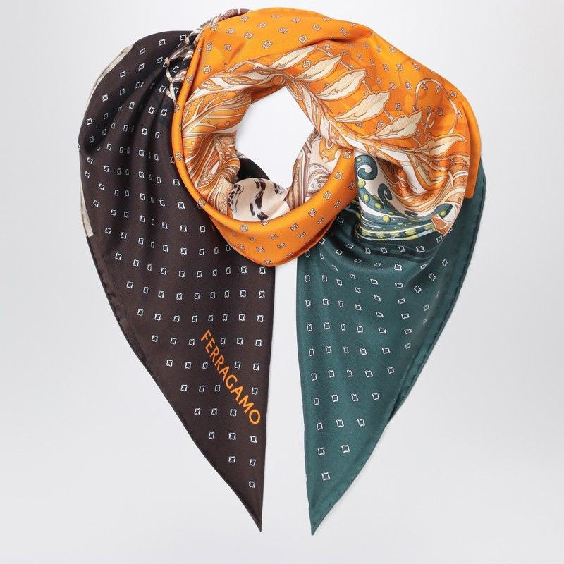 Ferragamo Silk Scarf with Madras Print