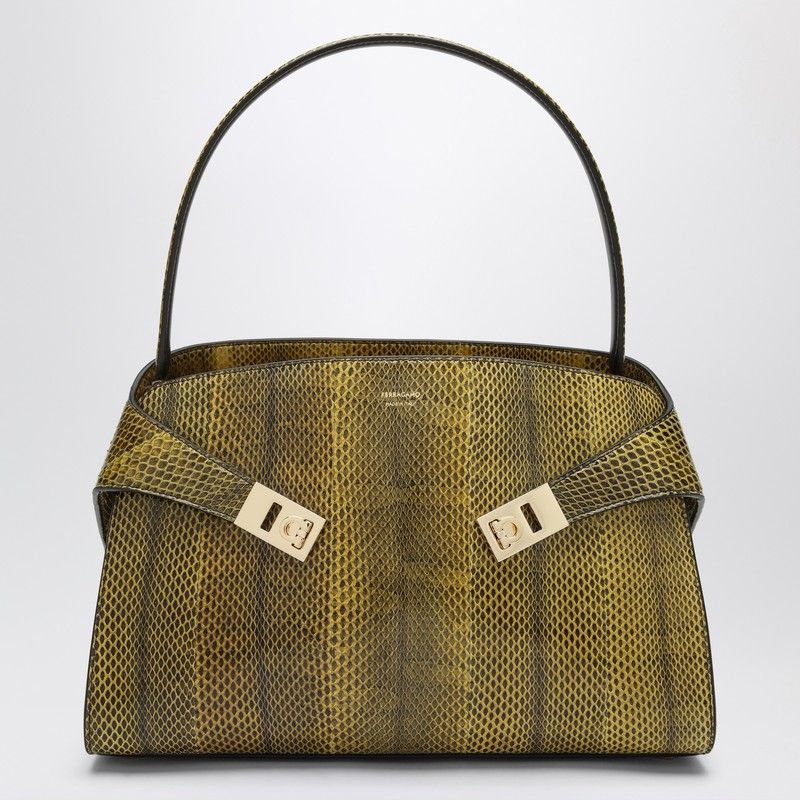 Ferragamo Medium Shoulder Handbag with Gancini Hook Buckles