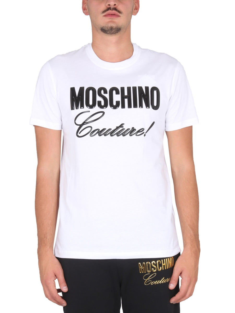 MOSCHINO COUTURE Crewneck T-Shirt with Front Logo Print