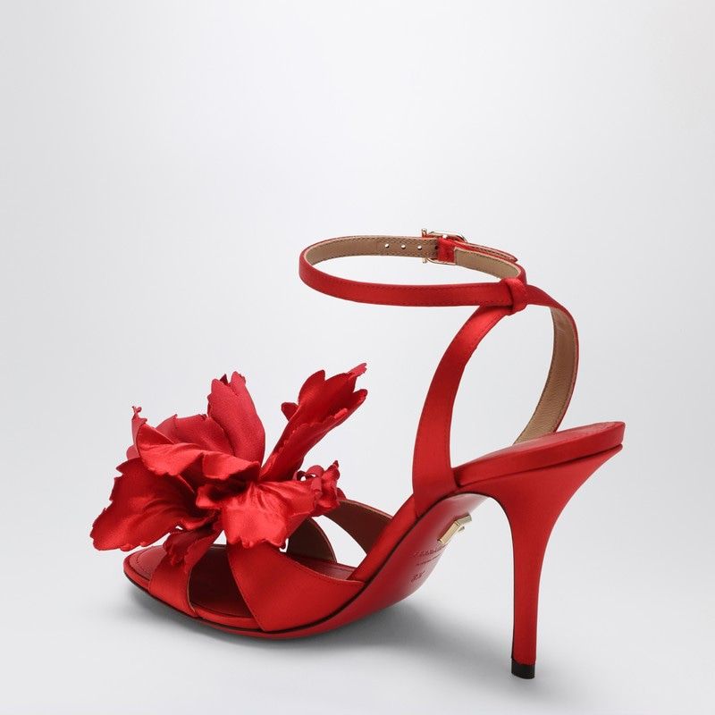 Ferragamo Satin High Heel Sandals with Floral Detail