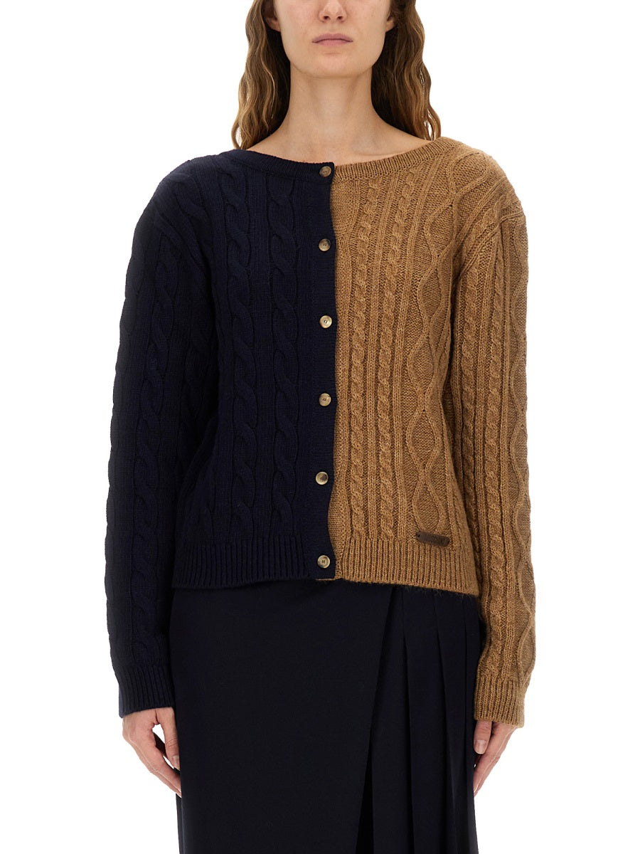 MOSCHINO COUTURE Two-Tone Alpaca Blend Cardigan - Size 38 IT