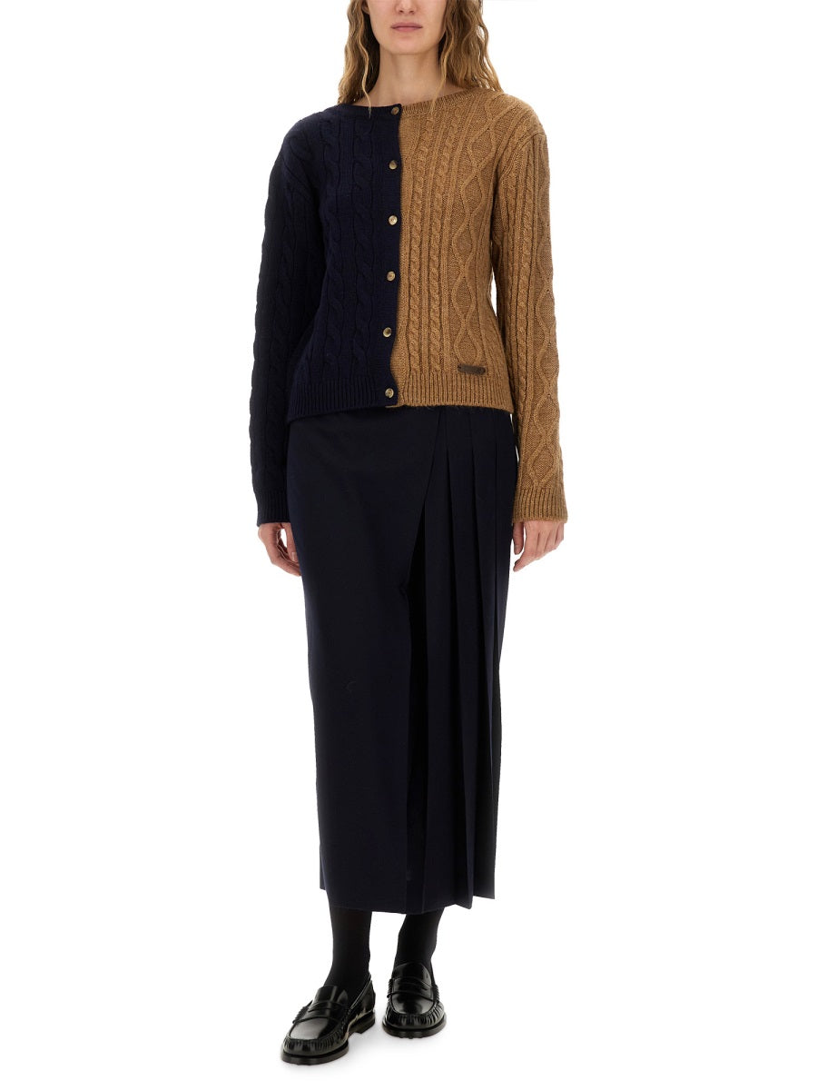 MOSCHINO COUTURE Two-Tone Alpaca Blend Cardigan - Size 38 IT