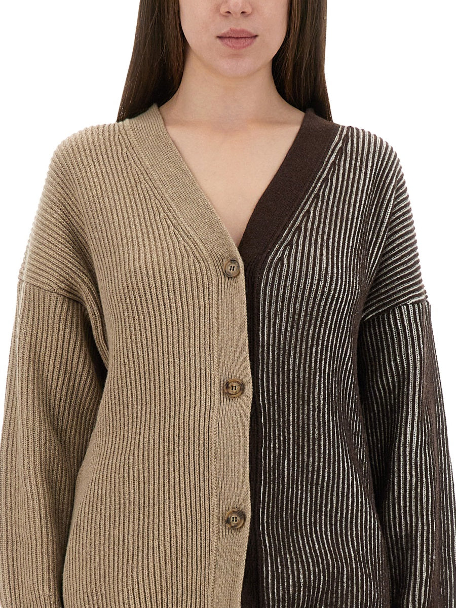 MOSCHINO JEANS Relaxed Fit Cardigan with Inlay Logo - Size S