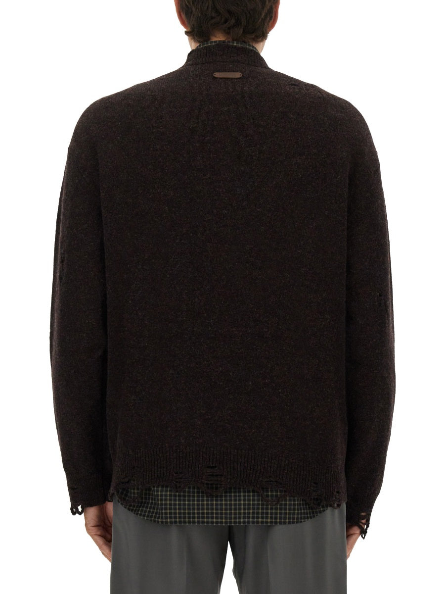 MOSCHINO COUTURE Shetland Wool Pullover for Men, Size 48 IT