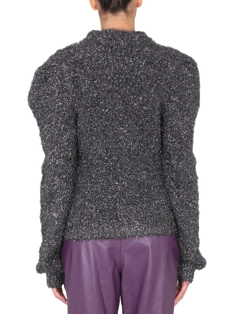 ALBERTA FERRETI Lurex Padded Shoulder T-Shirt