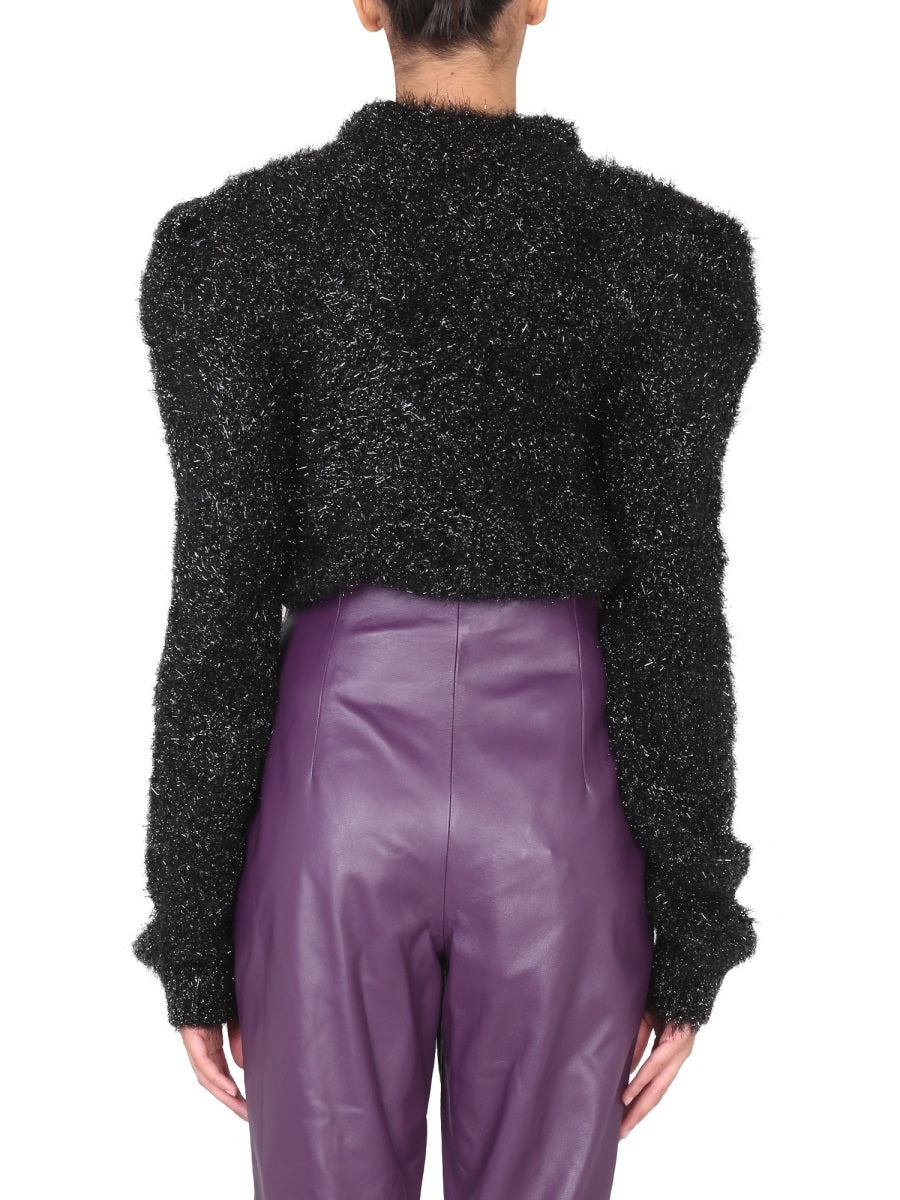 ALBERTA FERRETI Lurex Padded Shoulder T-Shirt