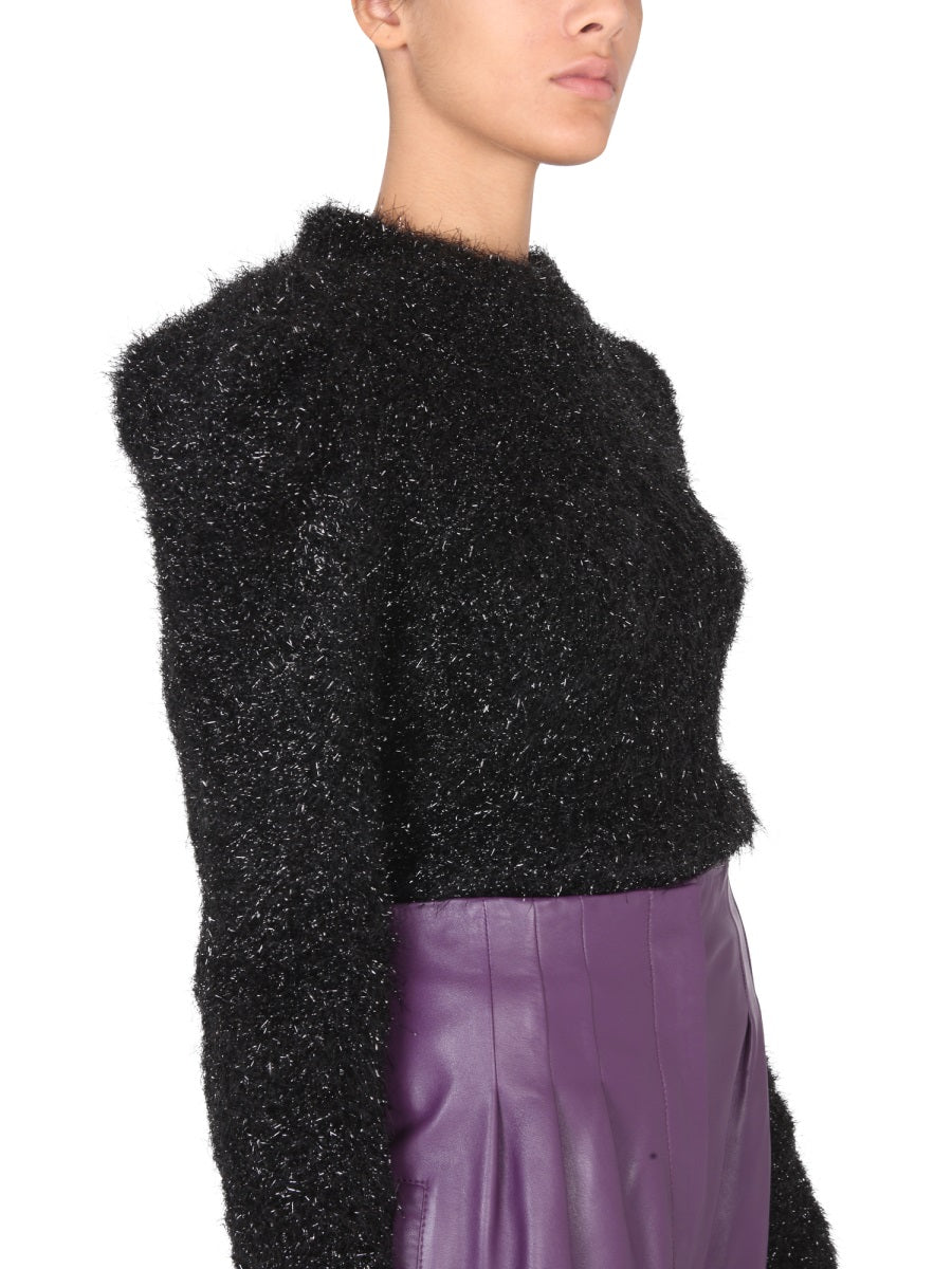 ALBERTA FERRETI Lurex Padded Shoulder T-Shirt