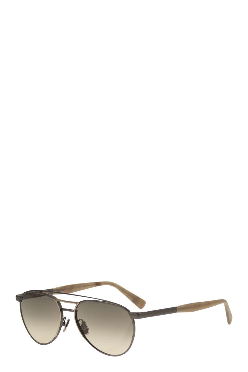 BRUNELLO CUCINELLI Titanium Aviator Sunglasses