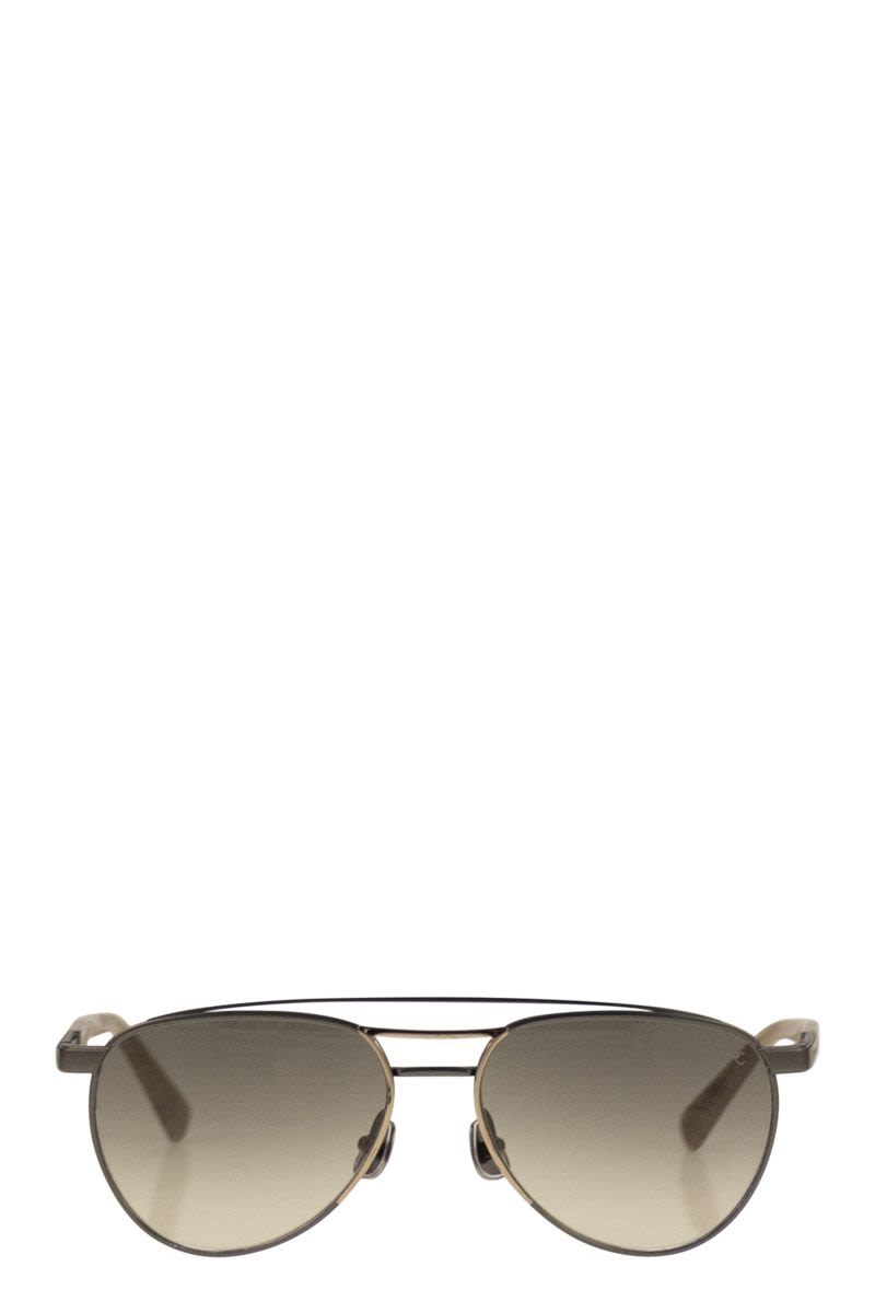 BRUNELLO CUCINELLI Titanium Aviator Sunglasses