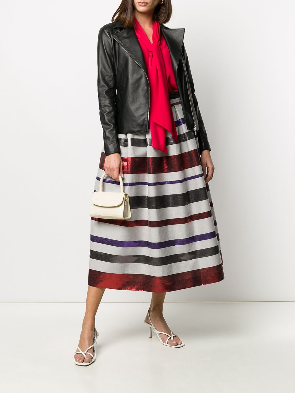 EMPORIO ARMANI Women's Slim Fit Leather Biker Jacket with Asymmetrical Zipper